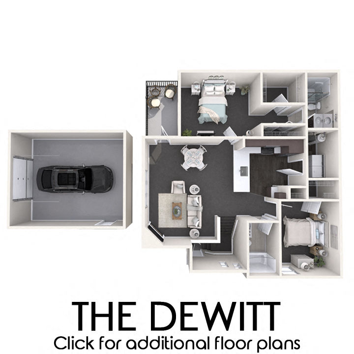 Floor plan for 2 beds, 2 baths, 1334 sqft